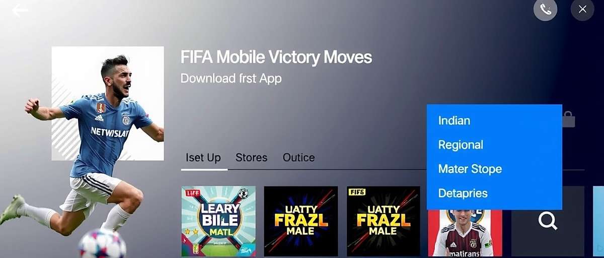 FIFA Mobile Victory Moves - Download Page FIFA Mobile Victory Moves download page showing Indian app store with regional options